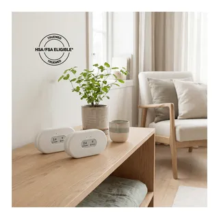 Airthings View Plus monitor on a shelf